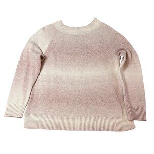 Chaps Womens Ombré Sweater Medium Cotton/Acrylic Blend Pink & Beige